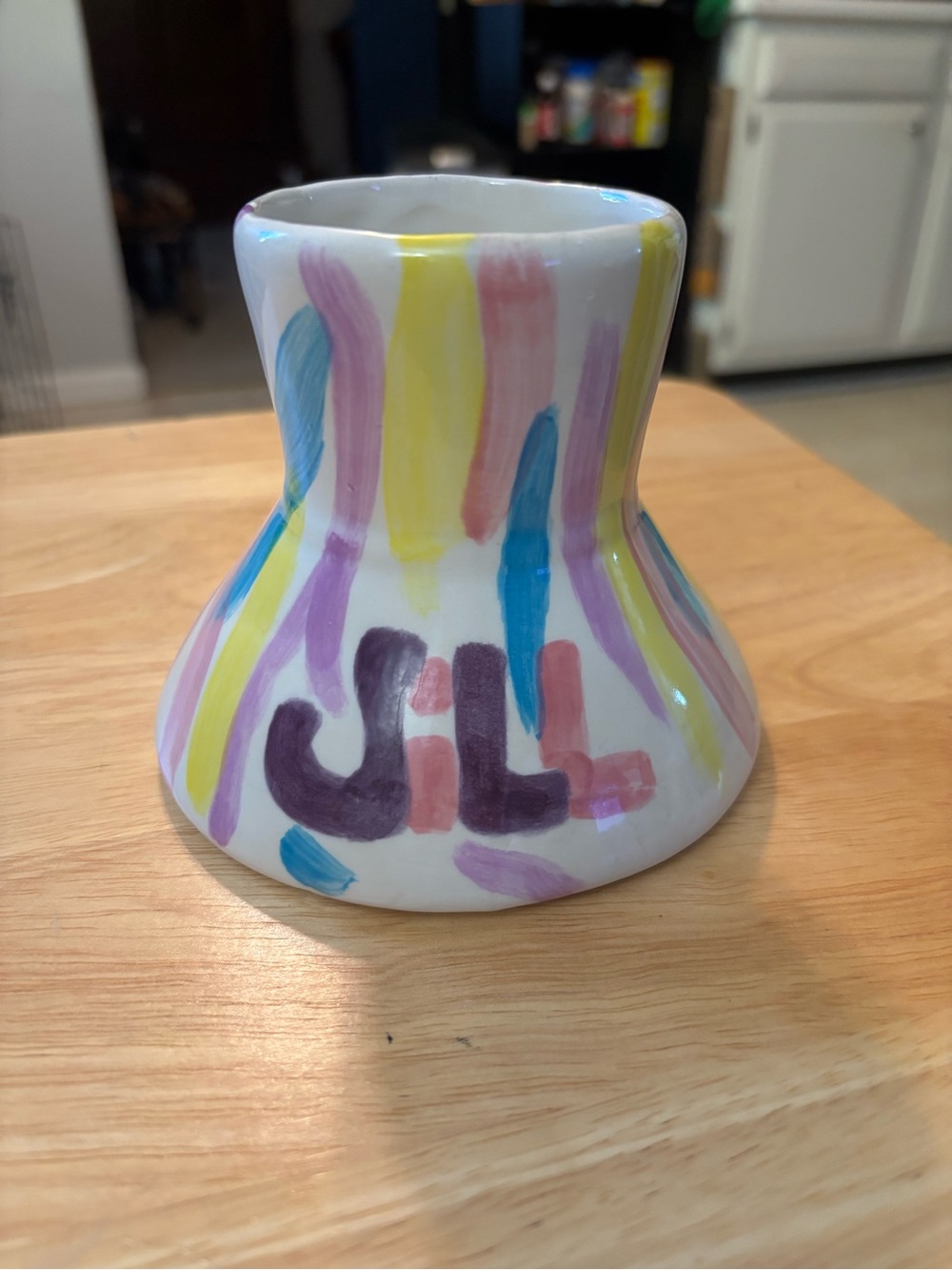 Hand-Painted Ceramic Mug in Pastel Stripes